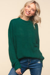 Haptics Full Size Mock Neck Side Slit Knit Top for Elegant Style